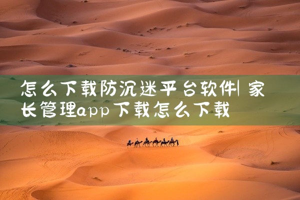 怎么下载防沉迷平台软件